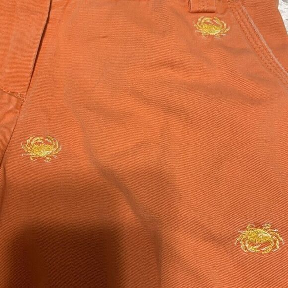 j crew womens orange yellow crab print chino city fit bermuda Jean shorts 2 xs - Picture 5 of 6